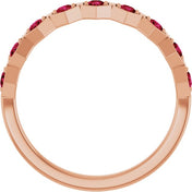 14K Rose Natural Ruby Stackable Ring