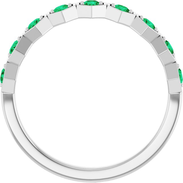 Sterling Silver Lab-Grown Emerald Stackable Ring