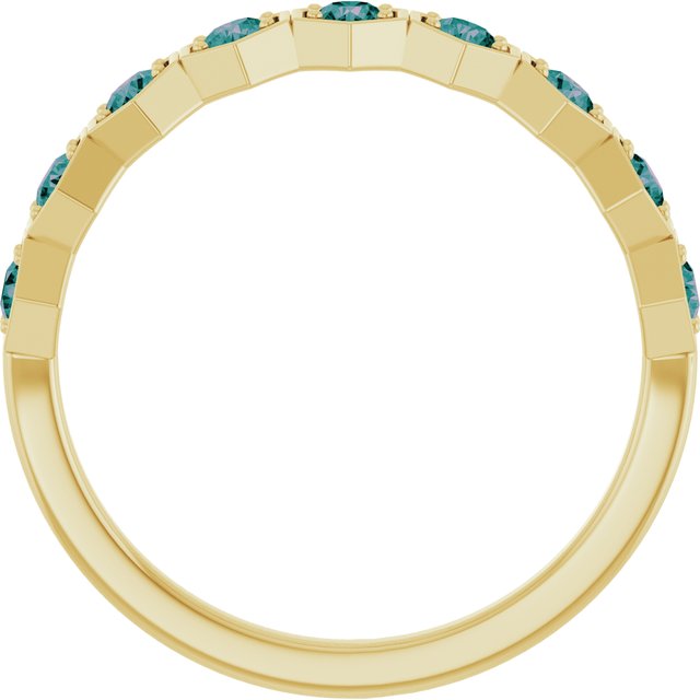 14K Yellow Lab-Grown Alexandrite Stackable Ring