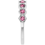 Sterling Silver Natural Pink Tourmaline Stackable Ring
