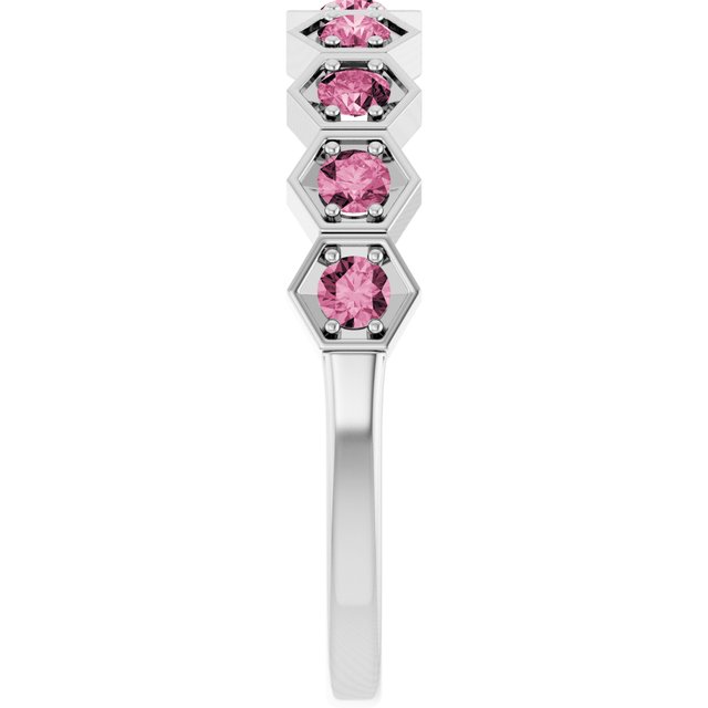 Sterling Silver Natural Pink Tourmaline Stackable Ring