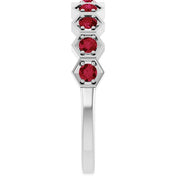 14K White Natural Ruby Stackable Ring