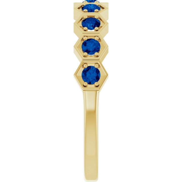 14K Yellow Lab-Grown Blue Sapphire Stackable Ring