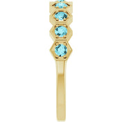 14K Yellow Natural Blue Zircon Stackable Ring