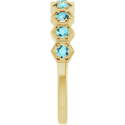 14K Yellow Natural Blue Zircon Stackable Ring