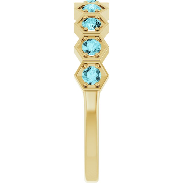 14K Yellow Natural Blue Zircon Stackable Ring