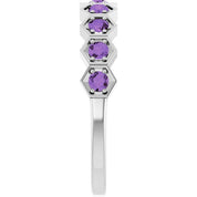 Sterling Silver Natural Amethyst Stackable Ring