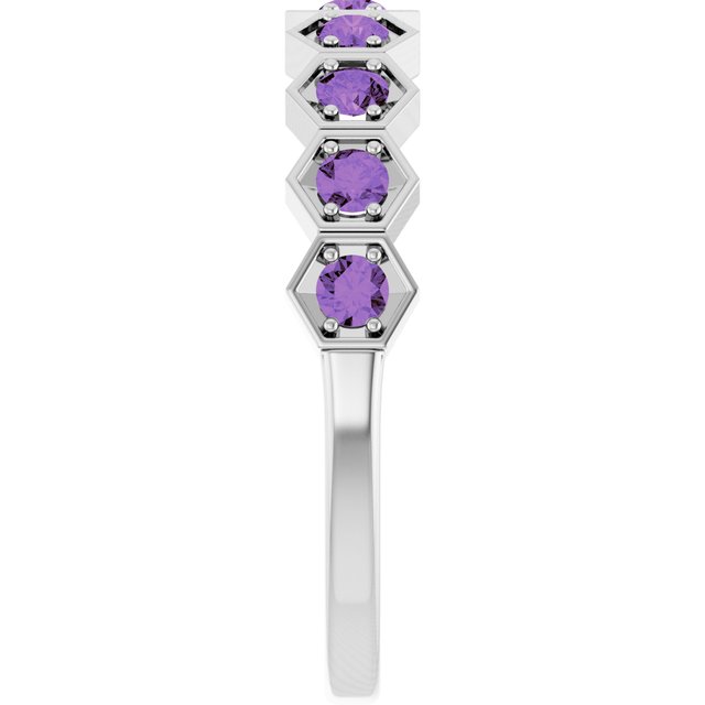 Sterling Silver Natural Amethyst Stackable Ring