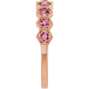 14K Rose Natural Pink Tourmaline Stackable Ring