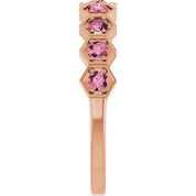 14K Rose Natural Pink Tourmaline Stackable Ring