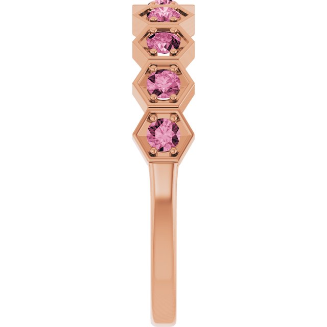 14K Rose Natural Pink Tourmaline Stackable Ring