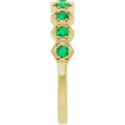 14K Yellow Lab-Grown Emerald Stackable Ring