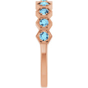 14K Rose Natural Aquamarine Stackable Ring