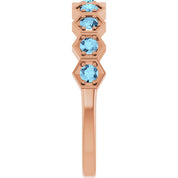14K Rose Natural Aquamarine Stackable Ring