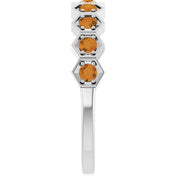 14K White Natural Citrine Stackable Ring