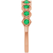 14K Rose Natural Emerald Stackable Ring