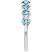 Platinum Natural Aquamarine Stackable Ring