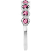 Platinum Natural Pink Tourmaline Stackable Ring