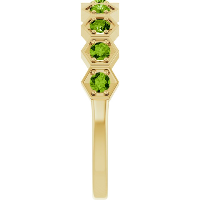 14K Yellow Natural Peridot Stackable Ring