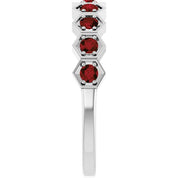 Sterling Silver Natural Mozambique Garnet Stackable Ring