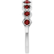 Platinum Natural Mozambique Garnet Stackable Ring