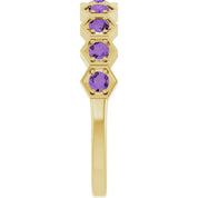 14K Yellow Natural Amethyst Stackable Ring