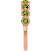 14K Rose Natural Peridot Stackable Ring