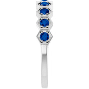 Sterling Silver Lab-Grown Blue Sapphire Stackable Ring