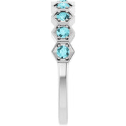 Sterling Silver Natural Blue Zircon Stackable Ring