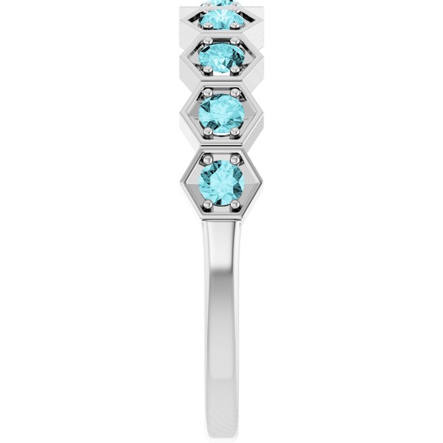Sterling Silver Natural Blue Zircon Stackable Ring