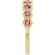 14K Yellow Natural Pink Tourmaline Stackable Ring
