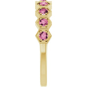 14K Yellow Natural Pink Tourmaline Stackable Ring