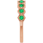 14K Rose Lab-Grown Emerald Stackable Ring