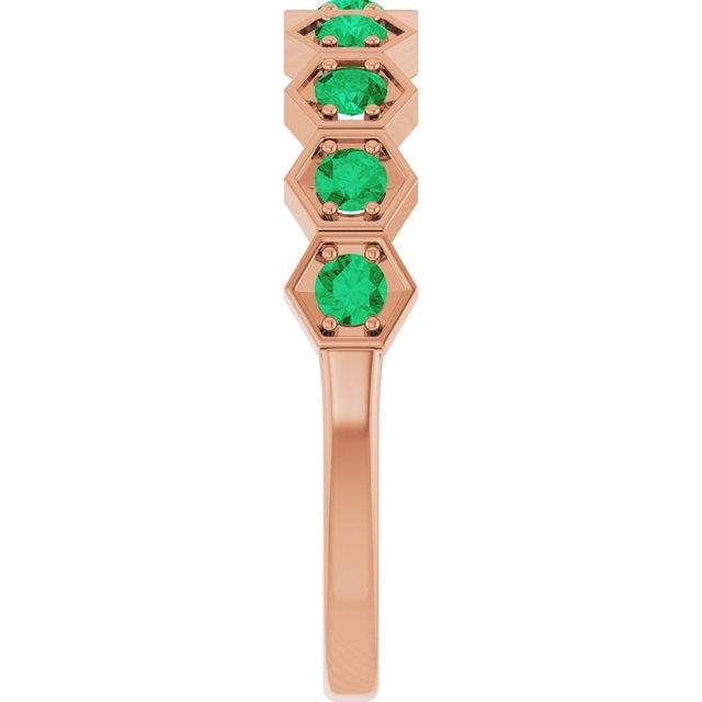 14K Rose Lab-Grown Emerald Stackable Ring