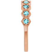 14K Rose Natural Blue Zircon Stackable Ring