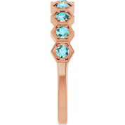 14K Rose Natural Blue Zircon Stackable Ring