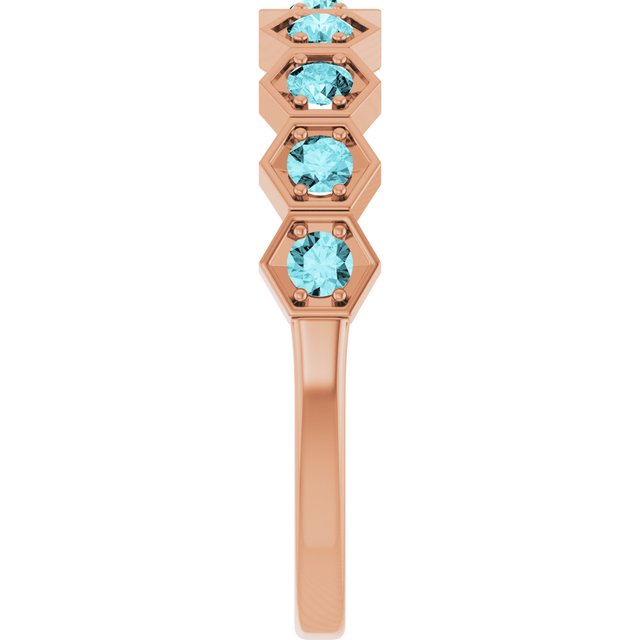14K Rose Natural Blue Zircon Stackable Ring