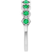 14K White Lab-Grown Emerald Stackable Ring