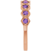 14K Rose Natural Amethyst Stackable Ring