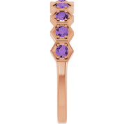 14K Rose Natural Amethyst Stackable Ring