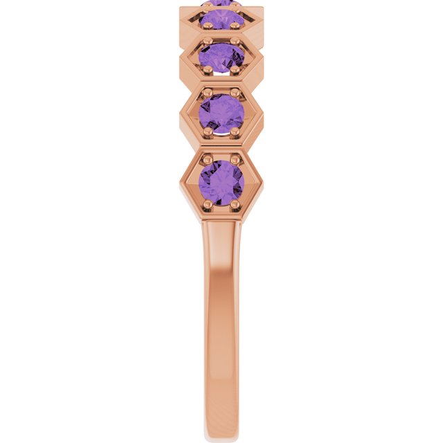 14K Rose Natural Amethyst Stackable Ring