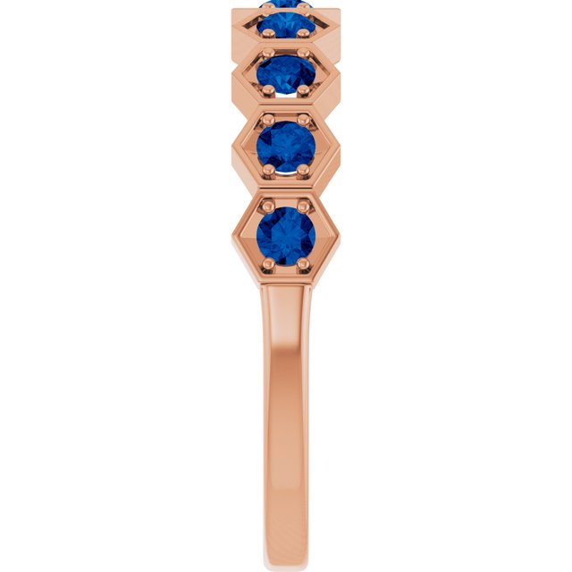 14K Rose Lab-Grown Blue Sapphire Stackable Ring