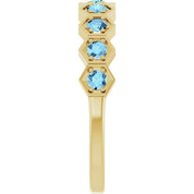 14K Yellow Natural Aquamarine Stackable Ring