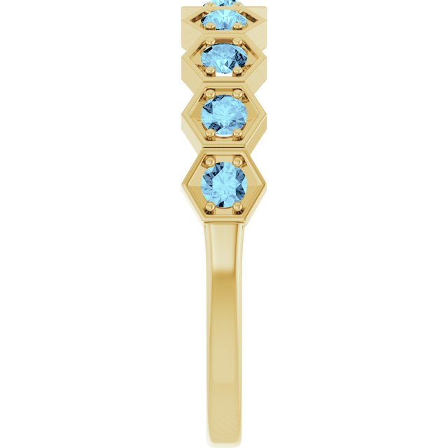 14K Yellow Natural Aquamarine Stackable Ring