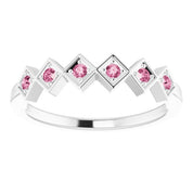 Sterling Silver Natural Pink Tourmaline Stackable Ring