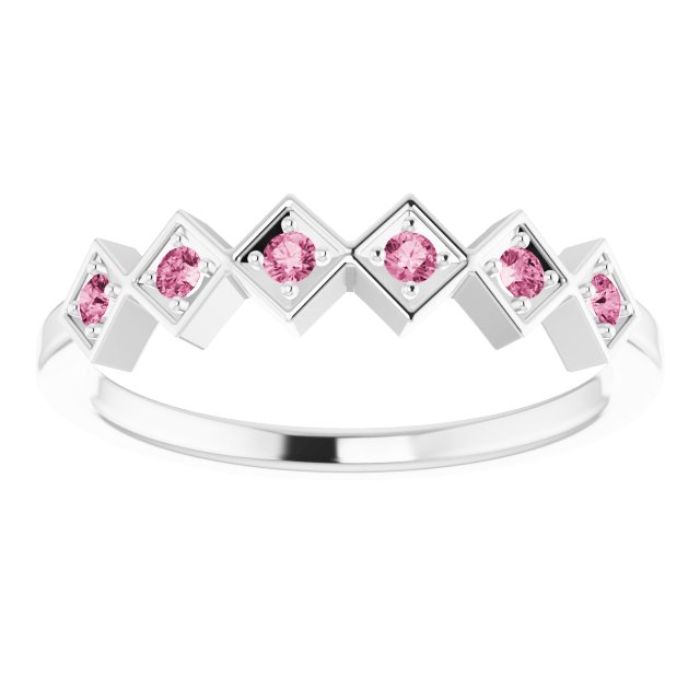 Sterling Silver Natural Pink Tourmaline Stackable Ring
