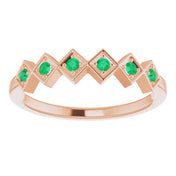 14K Rose Lab-Grown Emerald Stackable Ring