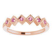 14K Rose Natural Pink Tourmaline Stackable Ring