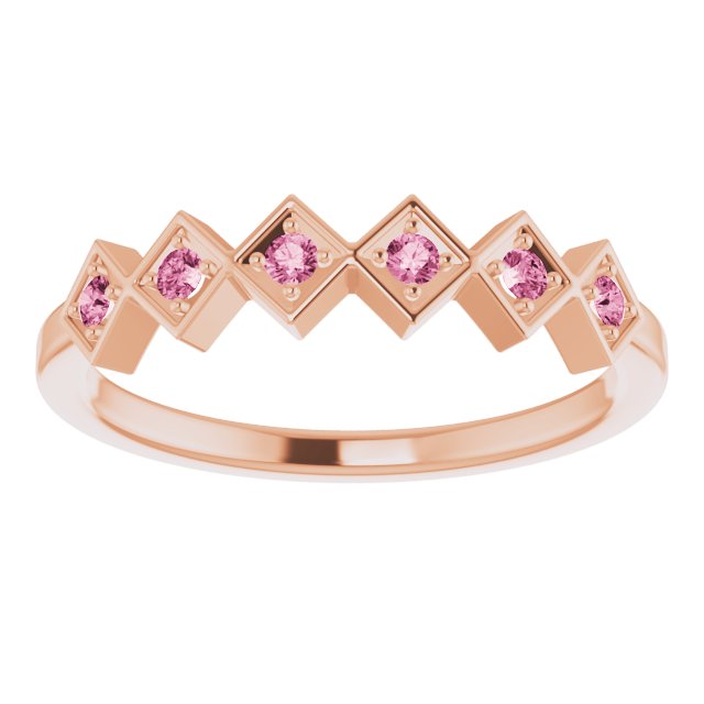 14K Rose Natural Pink Tourmaline Stackable Ring
