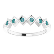 14K White Natural Alexandrite Stackable Ring